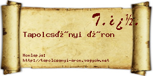 Tapolcsányi Áron névjegykártya