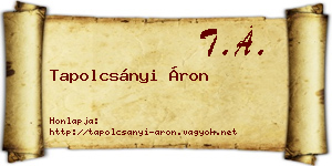 Tapolcsányi Áron névjegykártya